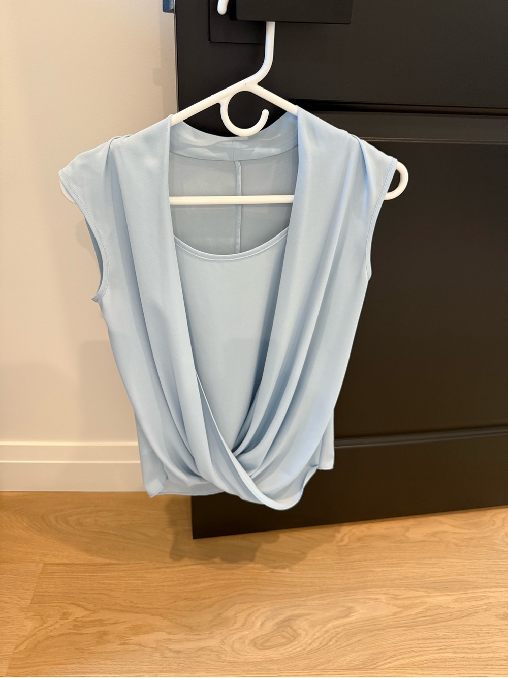 BCBG Light Blue Draped Sleeveless Top